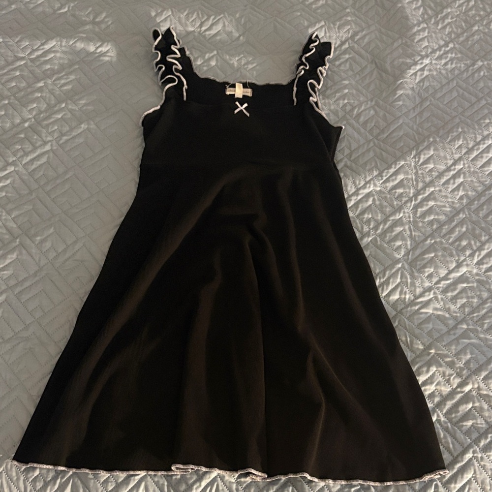 Black Dress with White Bow and Accents